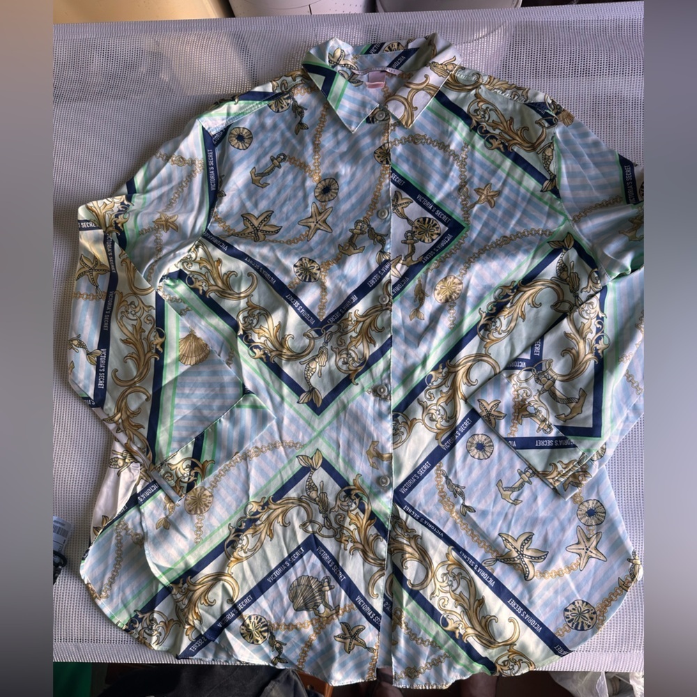 VICTORIA SECRET WOMENS MEDIUM Multicolor Patterned Shirt Long Sleeved